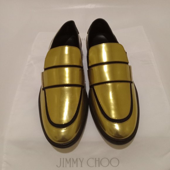 Jimmy Choo Metallic Gold Patent Leather Grove Slip-On - EU44 US11 - Picture 3 of 10